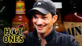 Ashton Kutcher Gets an Endorphin Rush While Eating Spicy Wings  Hot Ones [upl. by Eima625]