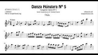 Danza Húngara Nº5 Vídeo Partitura JPG de Violín [upl. by Llenrad]