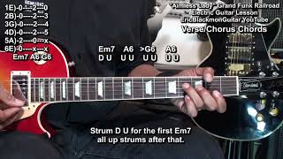 AIMLESS LADY Grand Funk Railroad Guitar Chords Tutorial LessonEricBlackmonGuitar​ [upl. by Noivax]