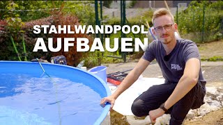 Stahlwandpool aufbauen  Schritt für Schritt Anleitung Rundpool teilversenkt [upl. by Anecuza]