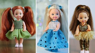 DIY Mini Doll Dress  Making Mini Barbie Dresses  Harini Creations [upl. by Joye]