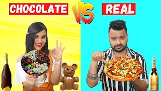 Real vs Chocolate FOOD Challenge [upl. by Dom]