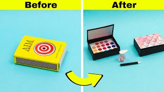 DIY Miniature makeup kit from matchbox  How to make mini makeup kit Craftube4u [upl. by Roxie]