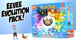 Pokemon MEGA Construx Every Eevee Evolution Speed Build Toy Review [upl. by Leonelle]