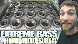 Loud CAR BASS using HOME AUDIO Subwoofers and 20 SUNDOWN 8 inch SUBS in a HUGE Ported Box Install [upl. by Gnehp]