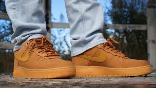 NIKE AIR FORCE 1 07 quotFLAXquot REVIEW  ON FEET [upl. by Aihsemek]