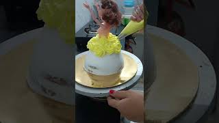 Barbie doll cake half kg Vanilla flavour cake cakedecorating food telugu thank you for watching [upl. by Snashall685]