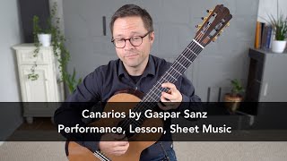 Canarios by Gaspar Sanz and Lesson for Classical Guitar [upl. by Bubb903]