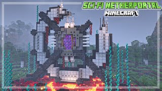 Minecraft How to Build a SciFi Nether Portal Nether Portal Design  Download [upl. by Delaney]