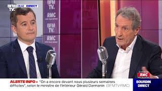 Gérald Darmanin face à JeanJacques Bourdin en direct [upl. by Idolah122]