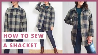 How to Sew a SHACKET Pattern Scout Cozi Jacket Pattern Hack EASY [upl. by Vanya]