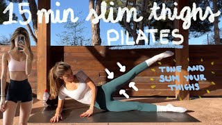 15MIN slim thighs pilates workout  tone and lengthen legs  no equipment [upl. by Nosiram197]