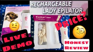 How to use EpilatorKemei Rechargeable Lady Epilator Honest and life Demo [upl. by Eglantine357]