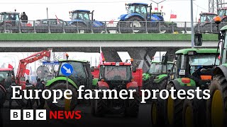 Europe farmers continue EU protests  BBC News [upl. by Bergquist]