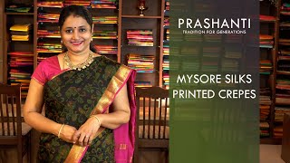 Mysore Crepe Printed Sarees  Prashanti Sarees [upl. by Adar412]