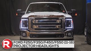 DIY Install SpecD Projector Headlights Ford F250  F350  F450  F550 1116 Switchback Sequential [upl. by Ylrae]