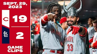 Game Clips 92923 Reds beat Cardinals 192 [upl. by Ethyl]