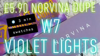 £590 W7 Violet Lights Eyeshadow Palette compared to ABH Norvina Palette  Dupe swatches [upl. by Nylirret694]