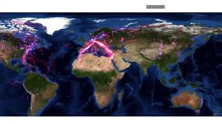 Global animal movements based on Movebank data map [upl. by Atirec]