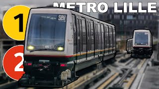 🇫🇷 Lille Metro  All the Lines Line 1 amp 2  Toutes les Lignes  Métro de Lille 2022 4K [upl. by Delila]