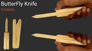 EASIEST way to make popsicle stick butterfly knife  DIY  Butterfly Knife Making with Ice Sticks [upl. by Annodahs]