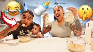 I PUT BREAST MILK IN MY HUSBANDS CEREAL PRANK  GONE WRONG [upl. by Ycrem]