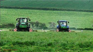 Highspeed Mowing for Silage with John Deere and New Holland Triples [upl. by Dacy]