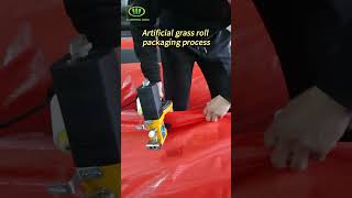 Professional artificial grass factory grass roll packaging process machine artificialgrass [upl. by Ausoj]