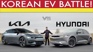 SIBLINGS RIVALRY  2022 Kia EV6 vs 2022 Hyundai IONIQ 5 Comparison [upl. by Kosse]