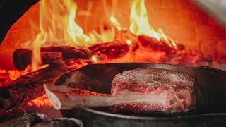 Tomahawk Steak amp Potatoes in Pizza Oven Long [upl. by Einned]