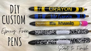 DIY Custom Pens  School Themed Pens  Epoxy Free [upl. by Bates]