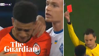 Shakhtars Taison sent off for reaction to racist abuse [upl. by Dunlavy]