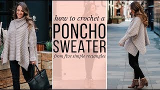 How to Crochet a Stylish Poncho from 5 Simple Rectangles  StepbyStep Tutorial for Beginners [upl. by Verlie]