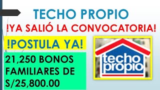 TECHO PROPIO 2020 YA SALIÓ LA CONVOCATORIA [upl. by Moody188]