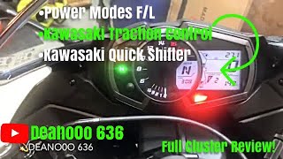 2019 ZX6R CLUSTER REVIEW Quick ShifterTraction ControlPower Modes INDEPTH LOOK [upl. by Granthem216]