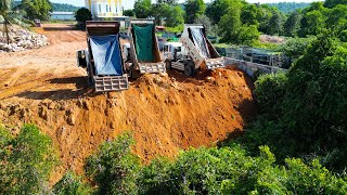 Excellent Expert Operator D31P Dozer Push Soils Rock Bury The Tree With 5T Trucks High​ Land Filling [upl. by Eednarb]