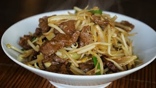 StirFry Beef With Bean Sprouts  A Typical Dish of Chinese Cuisine  Morgane Recipes [upl. by Casimire]