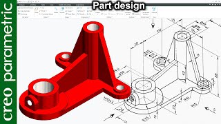 Creo part modeling tutorial  Machine part01 in Creo Parametric [upl. by Anabahs539]