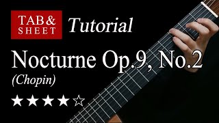 Chopin Nocturne Op9 No2  Guitar Lesson  TAB [upl. by Nomal543]