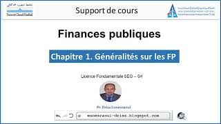 Cours Finances Publiques  Généralités Chapitre 1 [upl. by Elleinaj312]