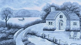 How to draw a beautiful house with garden drawing Easy to make a beautiful house drawing [upl. by Zoila332]