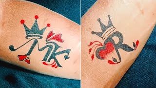 beautiful 😍 mk couple letter tattoo design  how to make R letter tattoo design [upl. by Aikat]