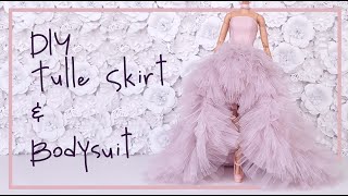 DIY Barbie Clothes Tutorial and Free Patterns I Tulle Skirt and Bodysuit [upl. by Moskow311]