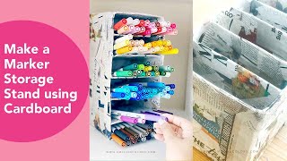 Make your own marker storage using cardboard recycled crafts [upl. by Ahsinehs]