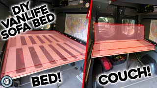 The Best DIY Van Bed From One Sheet Of Plywood  Weekender Camper Van Part 2 [upl. by Nnayar]