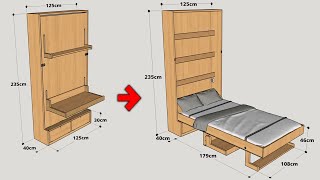 HOW TO MAKE A MURPHY BED WITH FOLDING TABLE STEP BY STEP [upl. by Naresh590]