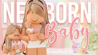 Newborns FIRST DAY Home from the Hospital  Roblox Bloxburg Newborn Baby Roleplay  Bonnie builds [upl. by Yraillih243]