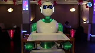 A restaurant in Nepal introduces the first robot waiter [upl. by Ermentrude]