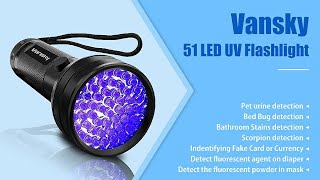 UV Flashlight Black Light  Vansky 51 LED Blacklight Pet Urine Detector for DogCat Urine [upl. by Hooker612]