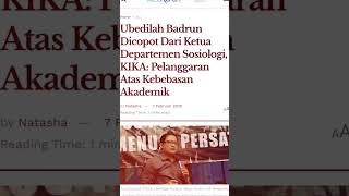 Ubedilah Badrun Dicopot Dari Ketua Departemen Sosiologi KIKA Pelanggaran Atas Kebebasan Akademik [upl. by Helen]